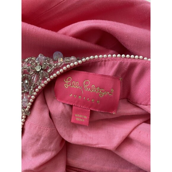 Lilly Pulitzer Jubilee Collection Beaded Shift Dress Pink White 4 Small - Picture 9 of 11